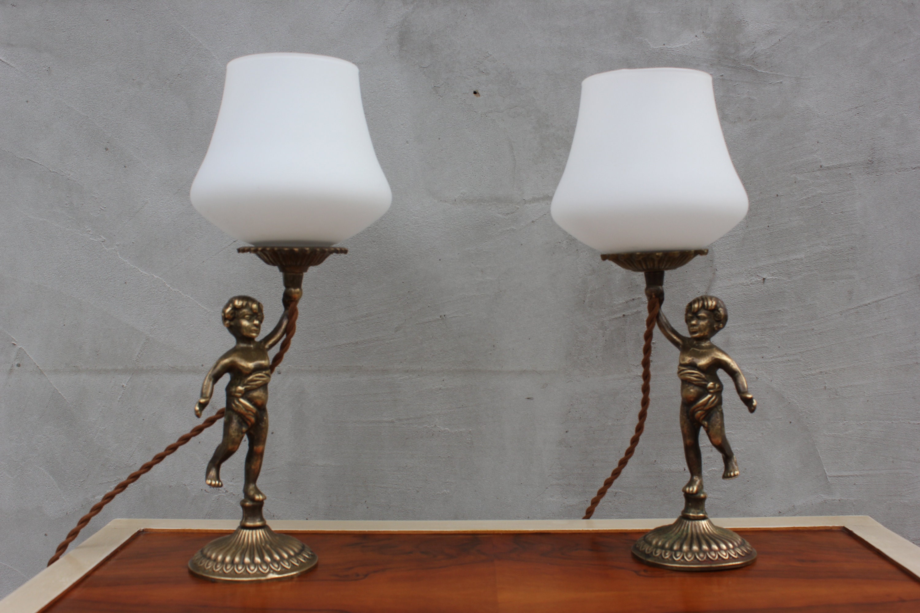 Stunning Brass Cherub Table Lamps a Pair Bedside Baroque Etsy