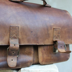 vintage Mallette Ordinateur Satchel School Distresse Document Bag Anglais Gents Cuir Cas Messenger Sac pour ordinateur portable