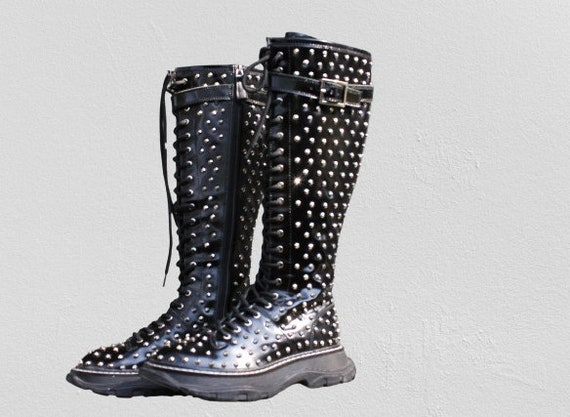 【INCHANT ME】Middle Crack Round Boots Amazon.com | NIGXWNS Goth Platform Mid Calf Boots for Women