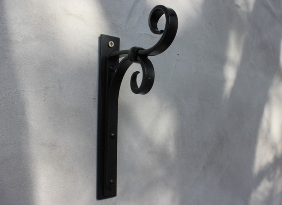 A Double Curtain Rod Holder, Wrought Iron Bracket, Any Room Wall Mounted  Drapery Hanger, Unique Model Rail Holder 