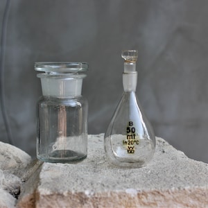 Two small Vintage Laboratory or Apothecary Jars Antique medicine Jars, pharmacy  jars, Canister Jars, Provisions Jars,