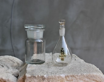 Two small Vintage Laboratory or Apothecary Jars Antique medicine Jars, pharmacy  jars, Canister Jars, Provisions Jars,