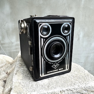 Vintage Agfa Synchro Box Camera 1950s German Box Camera Collectible Analog Photography Agfa Film Camera Industrial Decor