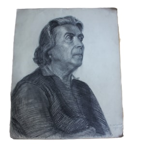 Portrait Pencil Drawing Study Project Signed Student Artwork from &#39;76th, Unframed, Gift for Art lovers,  Housewarming Gift