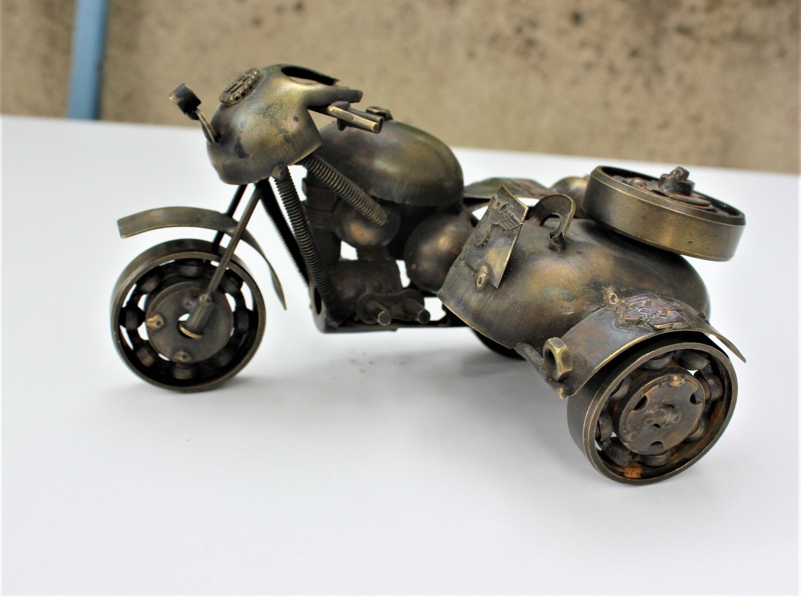 Vintage Metal Art Motorcycle Statue Collectible Steampunk Etsy