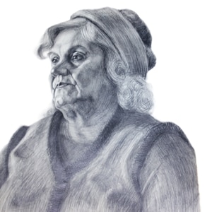 Portrait Pencil Drawing Study Project Signed Student Artwork from &#39;76th, Unframed, Gift for Art lovers, Housewarming Gift