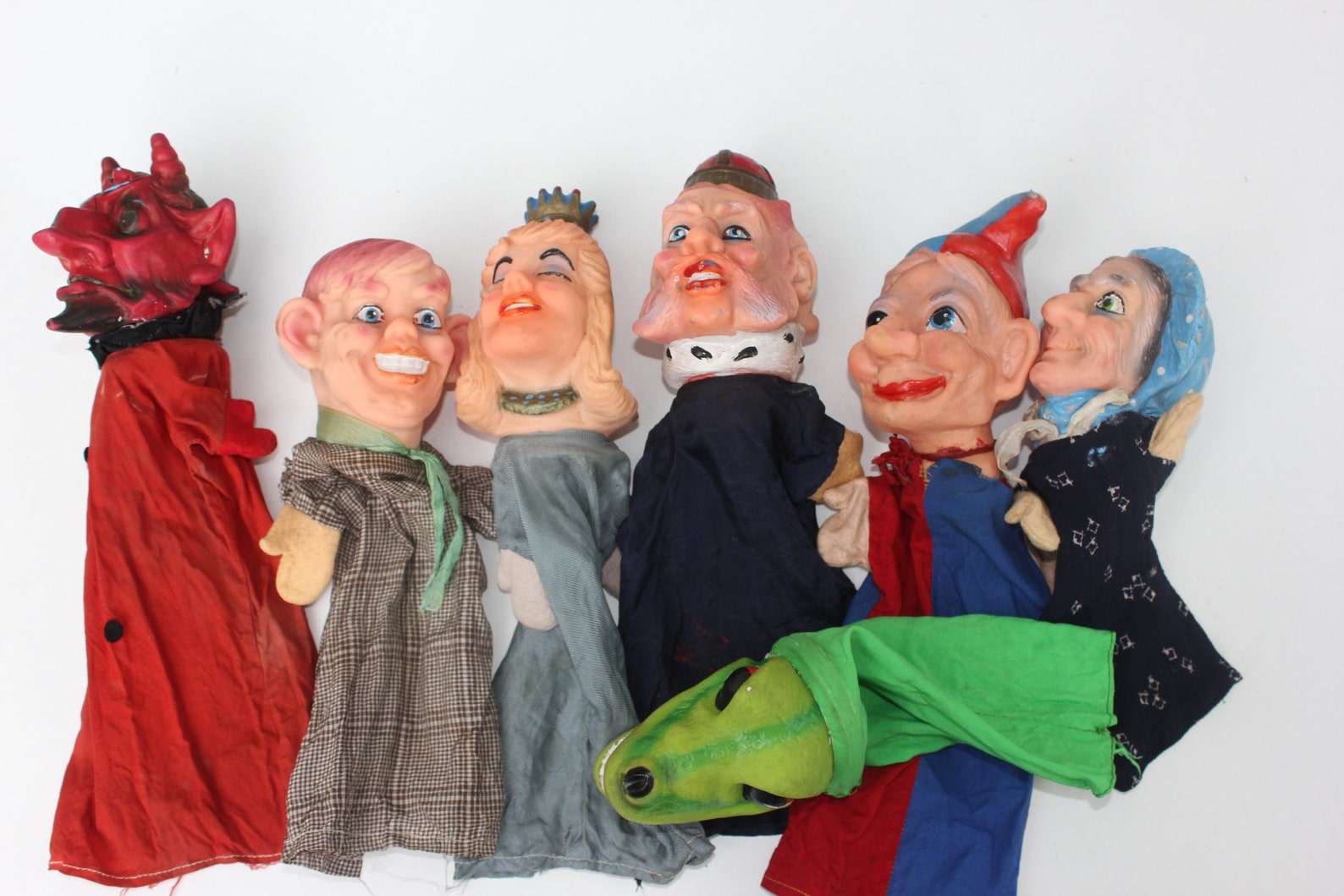 Vintage German Hand Puppets Set of Seven Dolls Rubber Headed Etsy