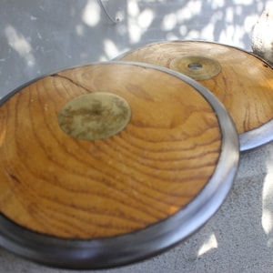 2 Vintage Wood Sporting Discus. Home Decor, Gym or Sports Bar