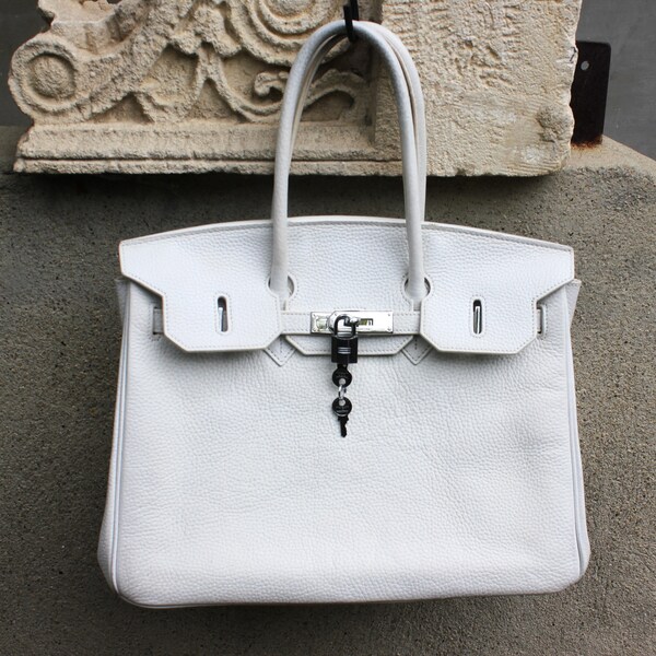 Vintage French Designer Handbag, White Togo Leather Bag, Luxurious Daily  Woman's Accessory, Fashion Lovers Gift, Gift for Wife