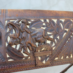 Vintage Mexican Tooled Leather handbag Matador Shoulder Bag Purse Fancy purse Ornate bag Everyday bag Clutch