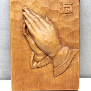 Vintage Praying Hands Wall Wooden Plaque, Religious Decor Replica of Albrecht Durer