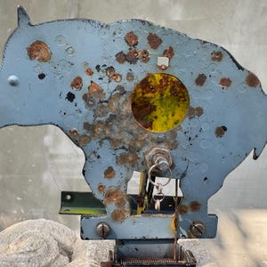 Vintage Metal Shooting Gallery Target GAMO, Wild Boar Air Rifle Range Display