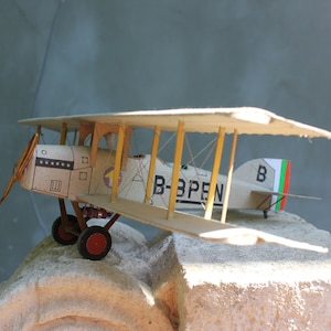 Rare Handmade Paper Model Aircraft Bulgarian Potez 17 from 20s, Collectible Airplane decorate a shop window, children's room.
