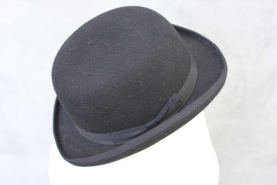 Vintage Bowler Hat British Borsalino Hat Men Blac… - image 3