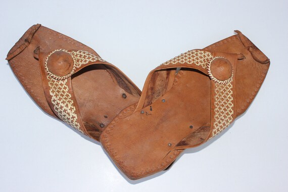 Vintage Tribal Leather Slippers Men's Oriental Afr
