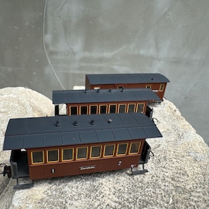Three Vintage Liliput HO Narrow Gauge Train Cars, Made in Austria, Model Railway Coaches and Postal Car, Collectible Trains