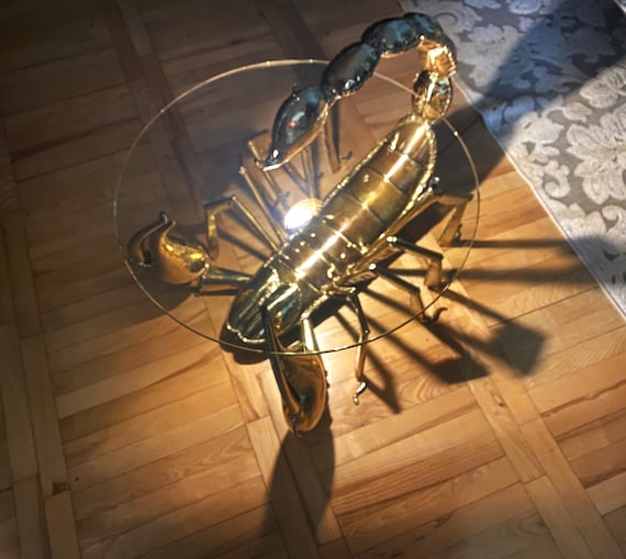 Illuminated Scorpion Coffee Table: Signed Jacques Duval-brasseur