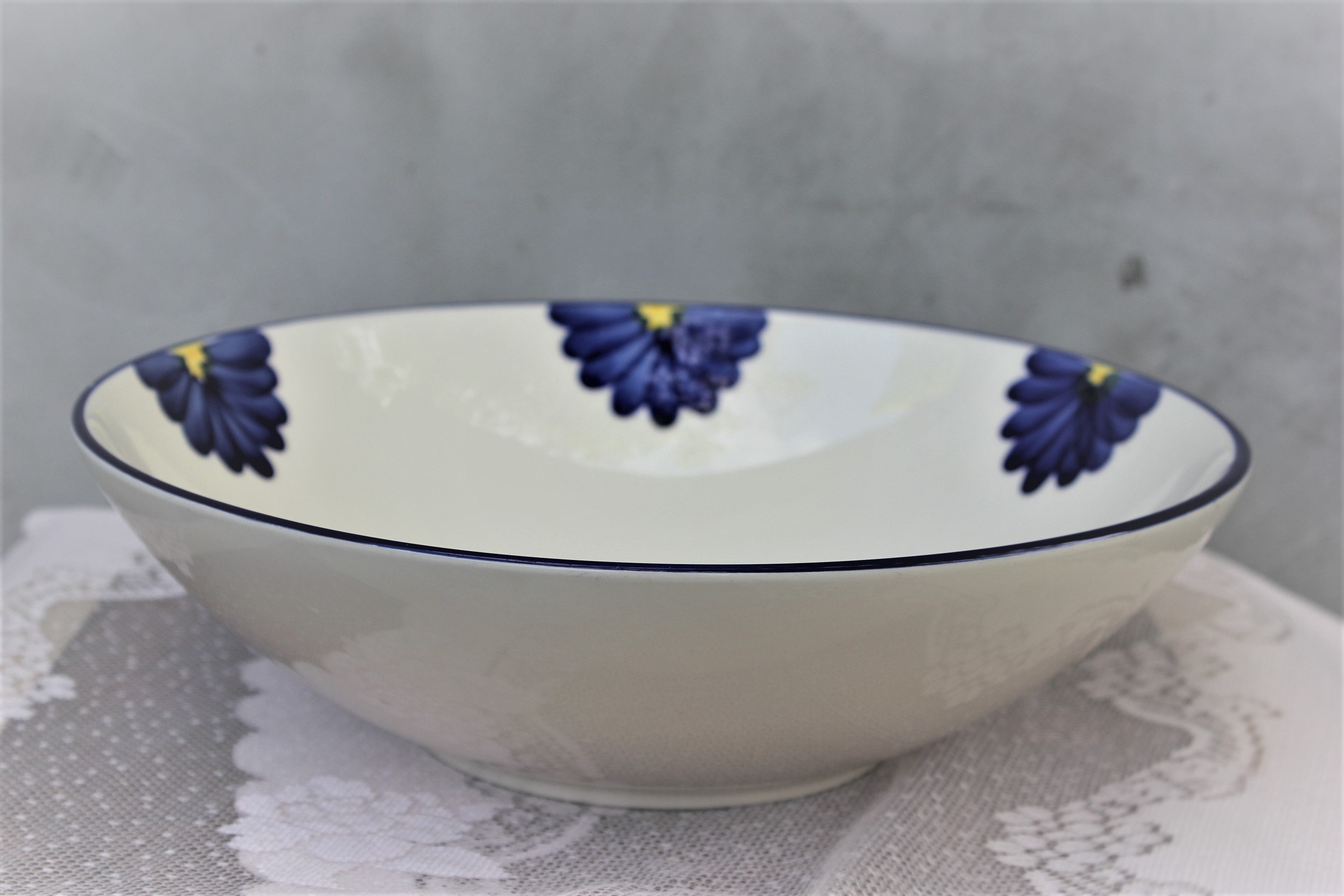 Vintage ceramic blue fruit bowl Large Easter bowl Kitchen Etsy