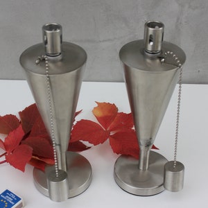 Two Vintage Oil Lamps Two Stainless Steel Table Lamps Oil Burner Germany lamp Christmas oil lamp
