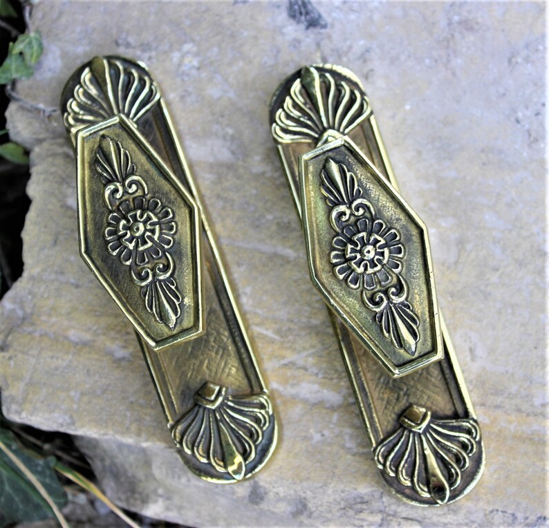Three Vintage Brass Door Knobs Italian Ornate Door Handles Cabinet Door Lock Dummy Door Knobs Pull Brass Handle