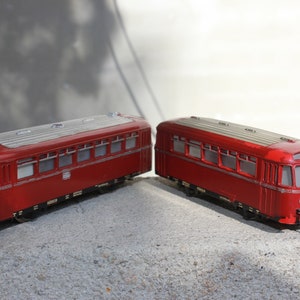 Vintage MARKLIN DB800 Railbus  and Red Railcar, Two HO Scale Models Trains Collectible