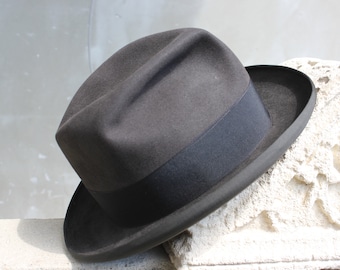 Original Borsalino Trionfo Man's or Woman Hat Italian Black Wool Felt Fedora