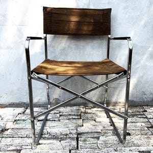 Vintage April Folding Chair by Giancarlo Piretti for Anonima Castelli – Mid Century Modern Italian Design – Chrome & Corduroy