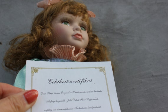 Porcelain Doll Collectible German Puppe with Certificate in Box