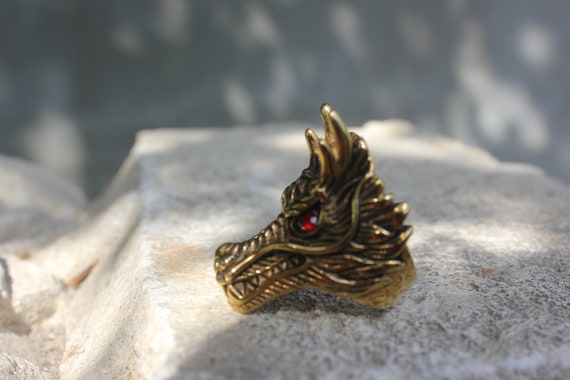 Large Dragon Head Ring Gothic Jewelry Rock Punk A… - image 2