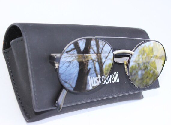 Just Cavalli Round Sunglasses: Silver & Black Frame, Gray  display picture 1