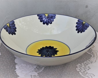 Vintage Keramik blau Obstschale große Osterschale, Küchendekoration, Muttertagsgeschenk, Housewarminggeschenk