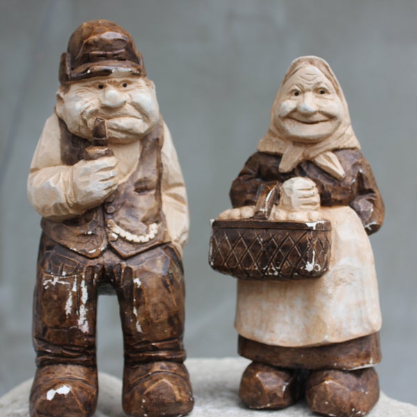 Vintage Old Man and Woman Statue - Etsy