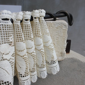 Vintage Ornate Short light Lace Curtains, Shabby Chic, Cottage Chic