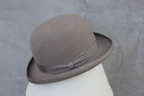 Vintage Bowler Hat English Borsalino Hat Men Gray