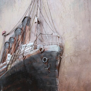 Handgemaakte 3D metalen scheepskunst vintage nautische wanddecoratie in woonkamers, kantoren of ingangen, zeldzame metalen sculptuur pensioen cadeau