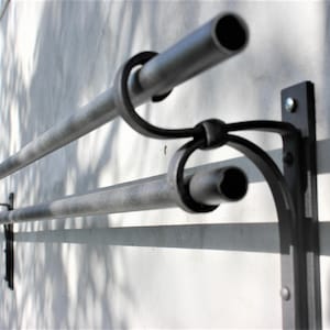 A Double Curtain Rod Holder, Wrought Iron Bracket, Any Room Wall Mounted Drapery Hanger, Unique Model Rail Holder