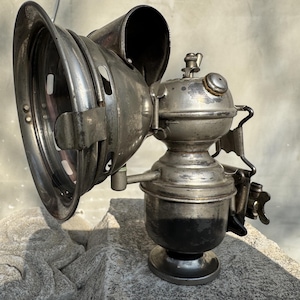 Rare Vintage Acetylene Bicycle Lamp Antique Carbide Headlight 1900s Perfect for Steampunk, Restoration or Display