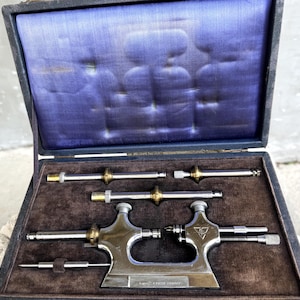 German Watchmaker’s Lathe Set Vintage Precision Horology Tool with Attachments & Case Rare Collectible Lathe for Watch Repair