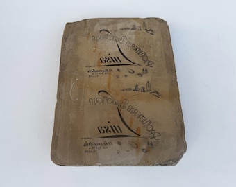 Große Vintage Lithographie-Druckstein Zwei Seiten Werbeplatten Store Italien