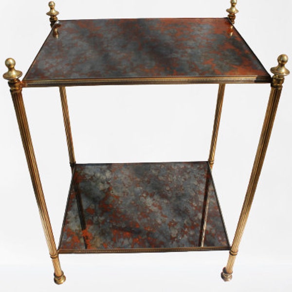 Bronze and Glass Table Maison Baguès Style, Two Trays Table, Mid Century Table 70s Classic Furniture