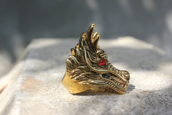 Large Dragon Head Ring Gothic Jewelry Rock Punk A… - image 4