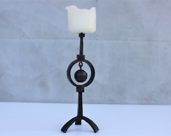 Vintage wrought iron candleholder Primitive rustic table candlestick Vintage Pub decor Farmhouse gift unique