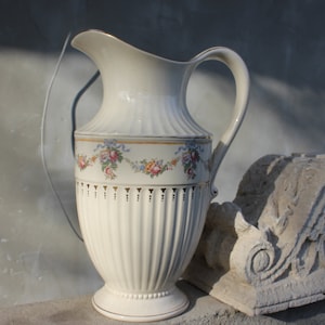 Antique Pitcher Jug Victorian 20s Villeroy Boch Mettlach Ceramic 15&quot;