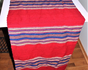Vintage bed cover Red bedspread, Sofa cover, traditional carpet or rug, Sheep wool, Rustic home decor Farmhouse gift and decor