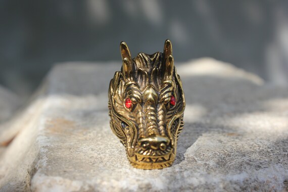 Large Dragon Head Ring Gothic Jewelry Rock Punk A… - image 3