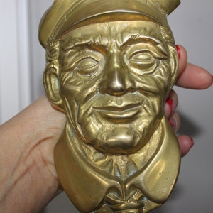 Vintage Brass Sailor Door Knocker: Cast Iron Nautical Decor