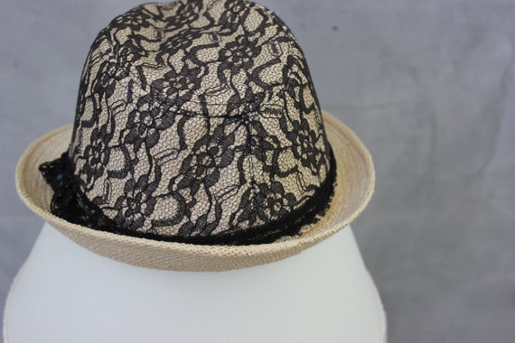 Vintage Summer Fedora Straw with Lace Hat Fashion… - image 4