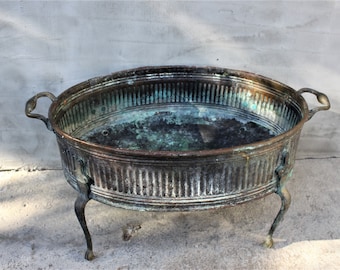 Antique Large Copper Brazier Islamic Bowl Big Outside Inside Centerpiece bowl solid vessel Fire place decor Planter