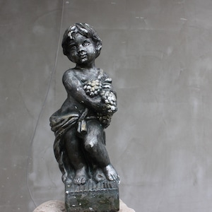 Outdoor Boy Statue Concrete Back Yard Figurine Patio Sculpture