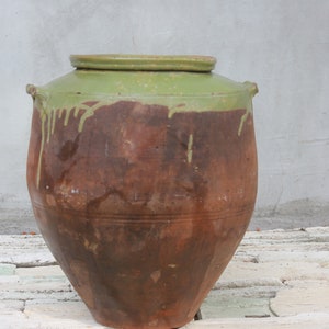 Large Antique Clay Pottery with Two Handles Primitive Terracotta Pot for Wine or Food Storage, Rustic Home, Backyard  or Garden Decor